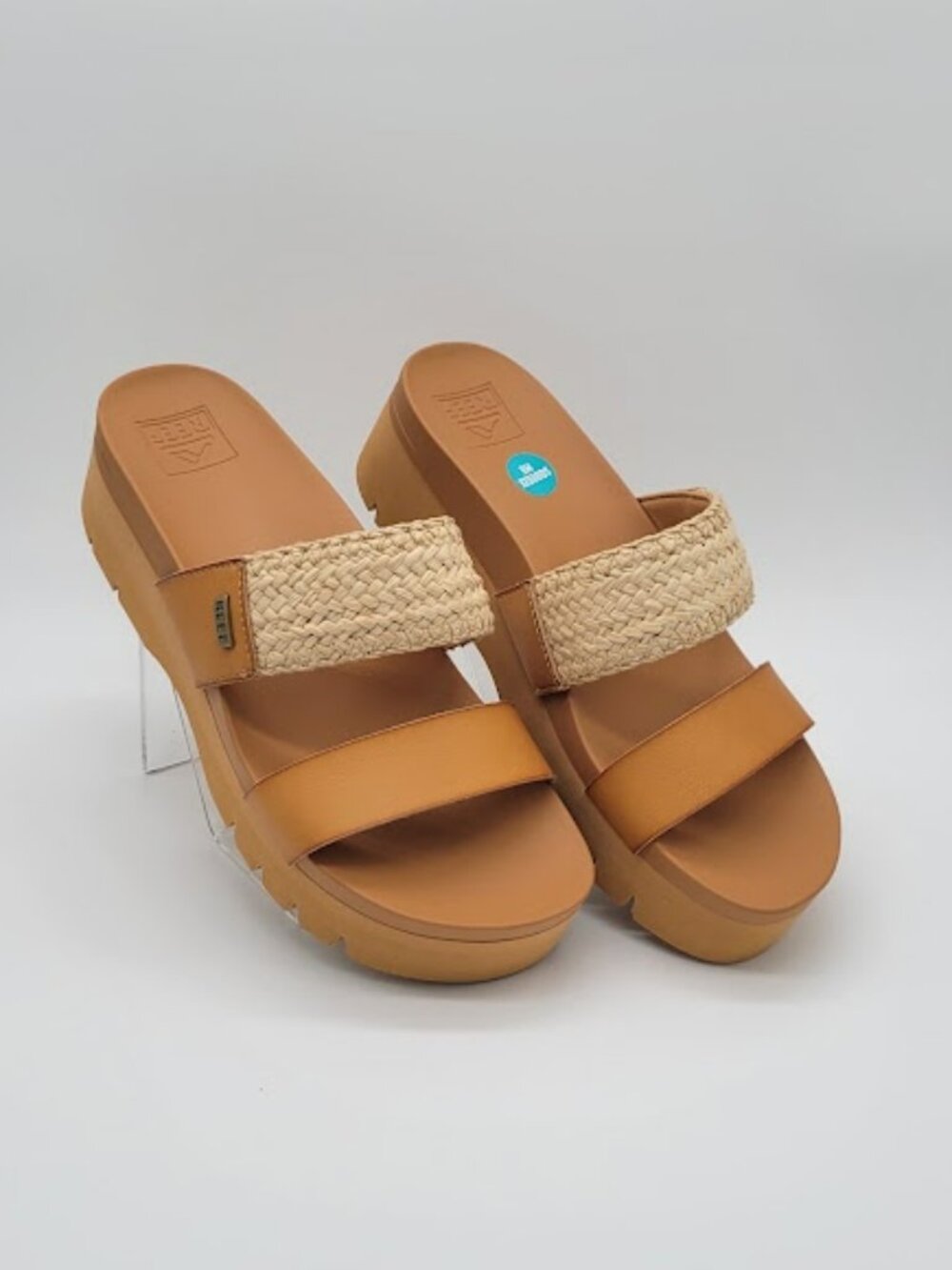 REEF Cushion Vista Higher Women's Platform Sandals Size 10 Natural Raffia NWT